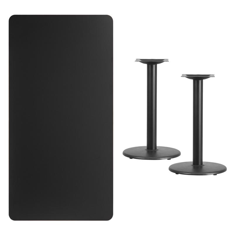Flash Furniture 30” x 60” Rectangular Black Laminate Table Top with 18” Round Table Height Bases – XU-BLKTB-3060-TR18-GG Online Sale