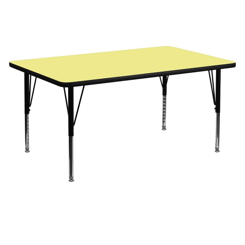 Flash Furniture 30”W x 60”L Rectangular Yellow Thermal Laminate Activity Table – Height Adjustable Short Legs – XU-A3060-REC-YEL-T-P-GG Fashion