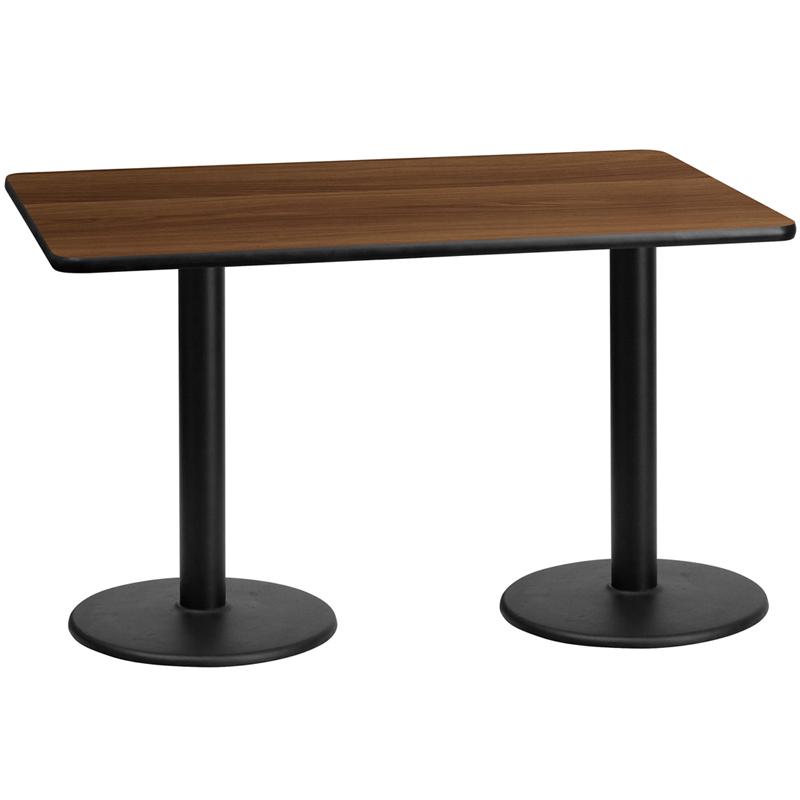 Flash Furniture 30” x 60” Rectangular Walnut Laminate Table Top with 18” Round Table Height Bases – XU-WALTB-3060-TR18-GG Fashion