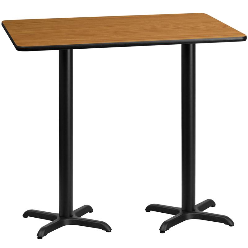 Flash Furniture 30” x 60” Rectangular Natural Laminate Table Top with 22” x 22” Bar Height Table Bases – XU-NATTB-3060-T2222B-GG Online
