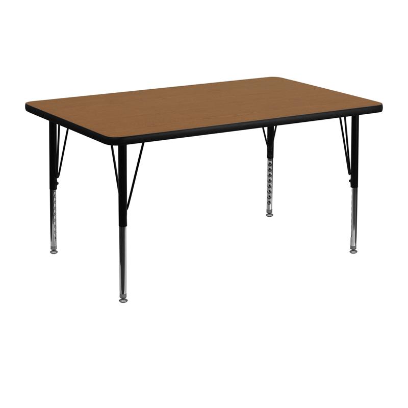 Flash Furniture 30”W x 48”L Rectangular Oak Thermal Laminate Activity Table – Height Adjustable Short Legs – XU-A3048-REC-OAK-T-P-GG Fashion