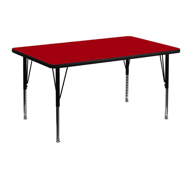 Flash Furniture 30”W x 48”L Rectangular Red Thermal Laminate Activity Table – Height Adjustable Short Legs – XU-A3048-REC-RED-T-P-GG Discount