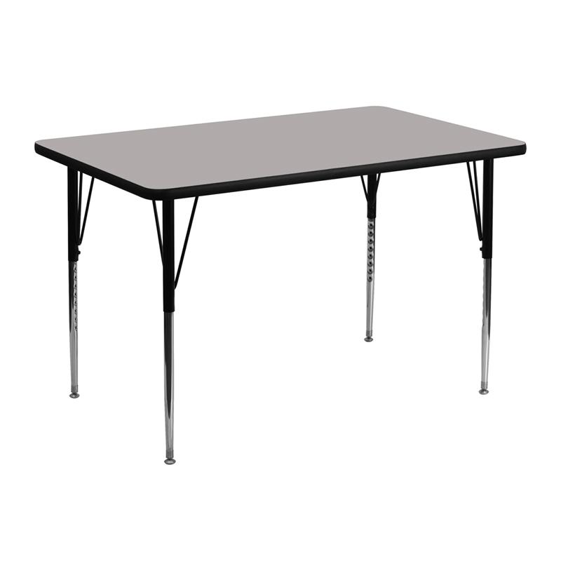 Flash Furniture 30”W x 48”L Rectangular Grey HP Laminate Activity Table – Standard Height Adjustable Legs – XU-A3048-REC-GY-H-A-GG Online