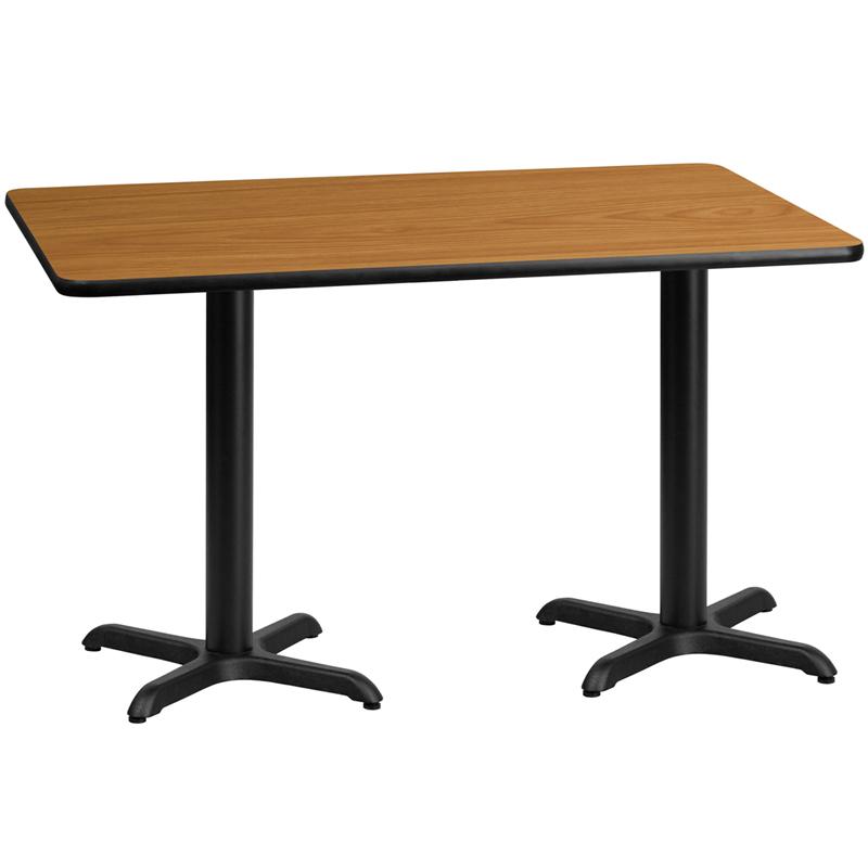 Flash Furniture 30” x 60” Rectangular Natural Laminate Table Top with 22” x 22” Table Height Bases – XU-NATTB-3060-T2222-GG on Sale