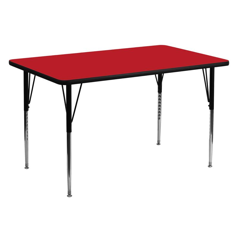 Flash Furniture 30”W x 60”L Rectangular Red HP Laminate Activity Table – Standard Height Adjustable Legs – XU-A3060-REC-RED-H-A-GG Sale