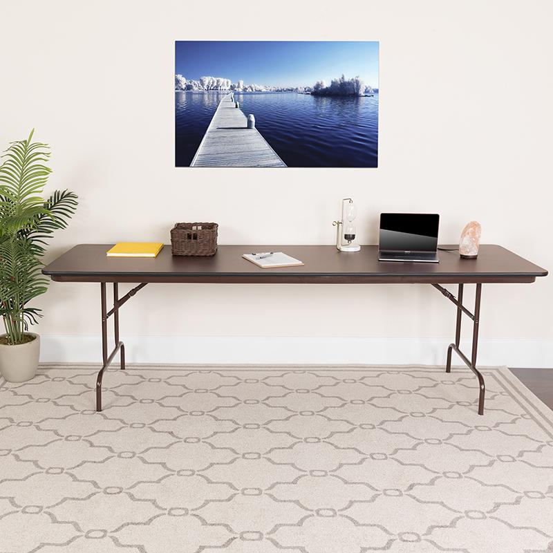 Flash Furniture 30” x 96” Rectangular High Pressure Mahogany Laminate Folding Banquet Table – YT-3096-HIGH-WAL-GG Online Hot Sale