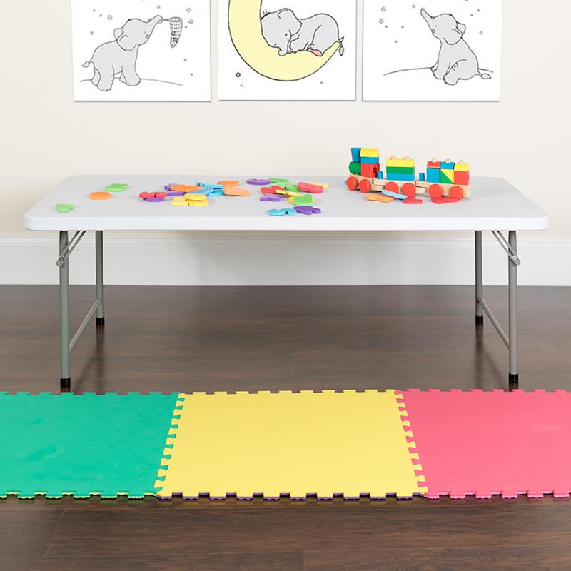 Flash Furniture 30”W x 60”L x 19”H Kid’s Granite White Plastic Folding Table – RB-3060-KID-GG Online now