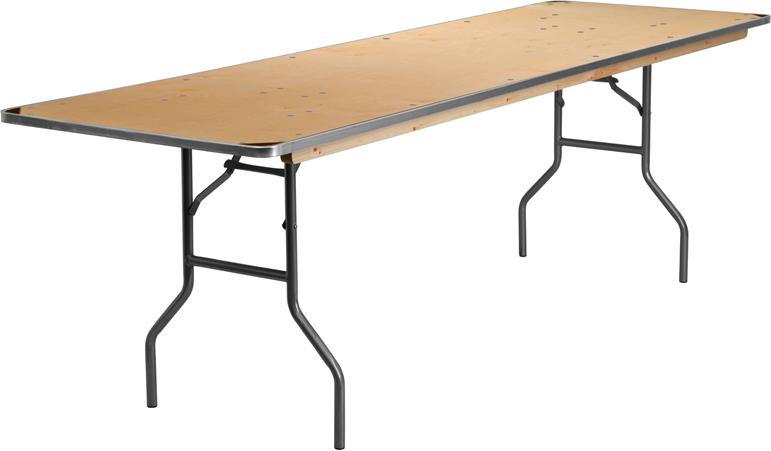Flash Furniture 30” x 96” Rectangular HEAVY DUTY Birchwood Folding Banquet Table with METAL Edges and Protective Corner Guards – XA-3096-BIRCH-M-GG Online Sale