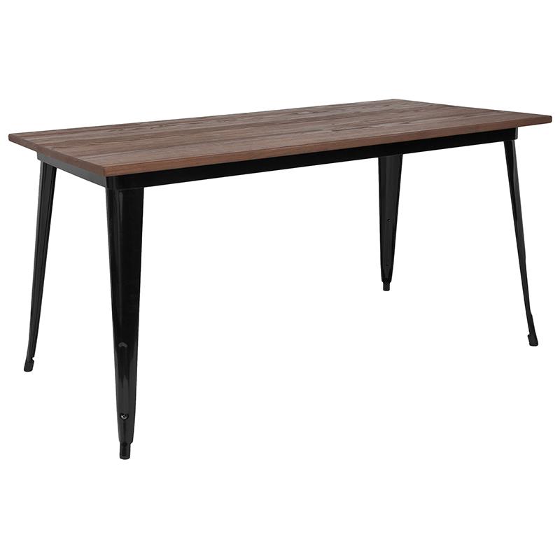 Flash Furniture 30.25″ x 60″ Rectangular Black Metal Indoor Table with Walnut Rustic Wood Top – CH-61010-29M1-BK-GG Sale