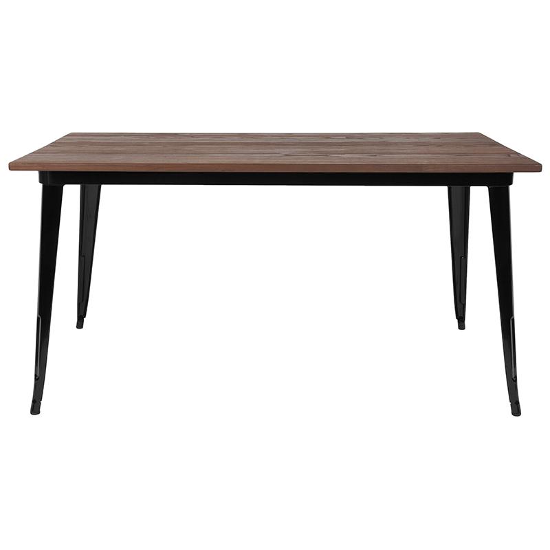 Flash Furniture 30.25″ x 60″ Rectangular Black Metal Indoor Table with Walnut Rustic Wood Top – CH-61010-29M1-BK-GG Sale