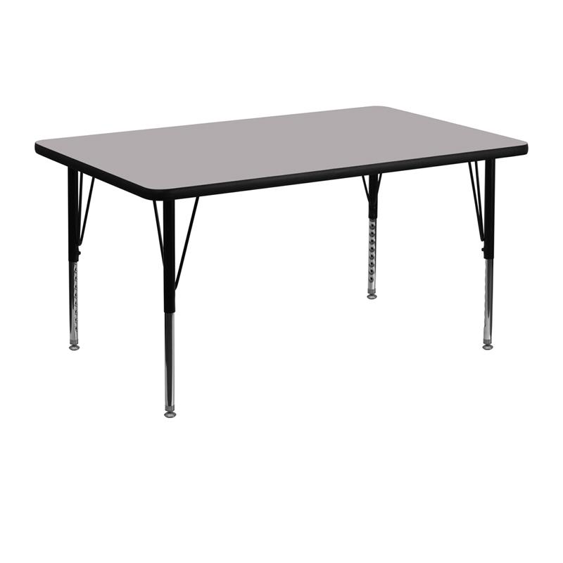 Flash Furniture 30”W x 48”L Rectangular Grey Thermal Laminate Activity Table – Height Adjustable Short Legs – XU-A3048-REC-GY-T-P-GG Online Sale