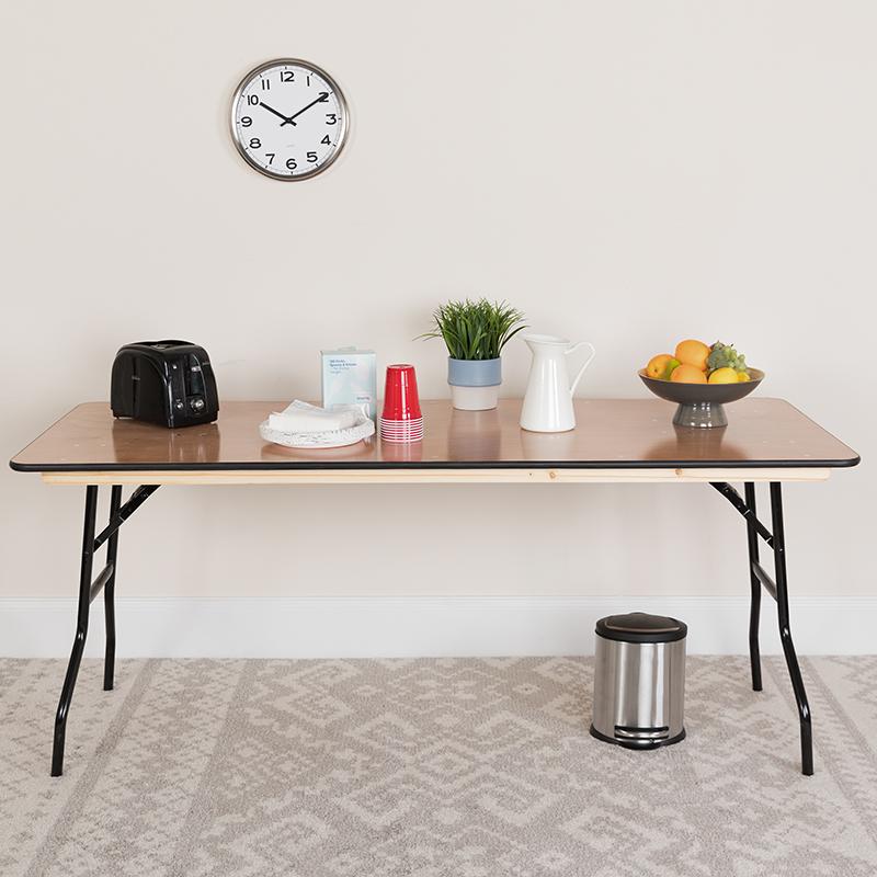 Flash Furniture 30” x 72” Rectangular Wood Folding Banquet Table with Clear Coated Finished Top – YT-WTFT30X72-TBL-GG Supply
