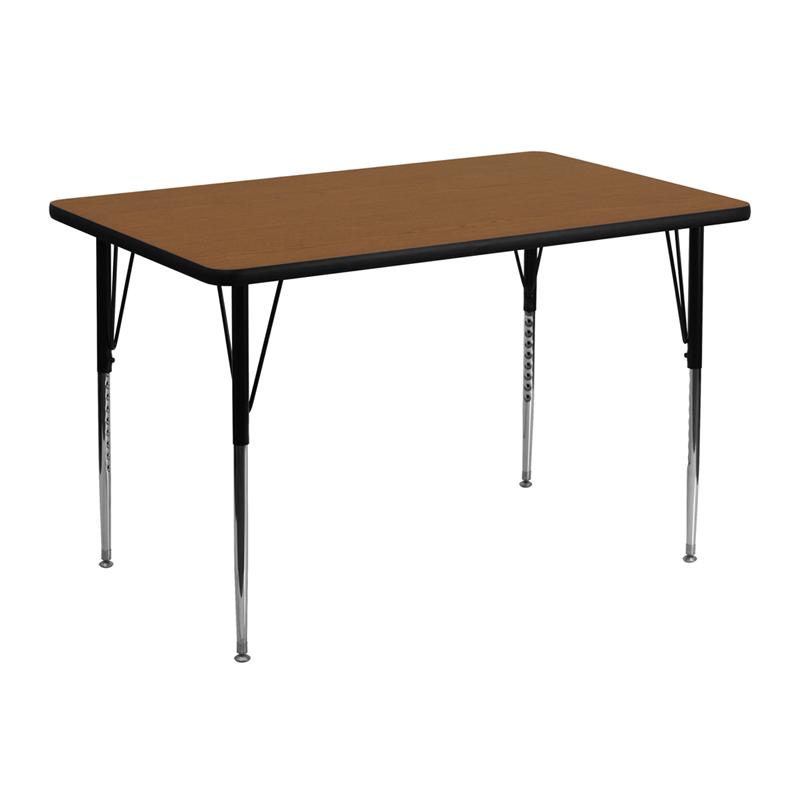 Flash Furniture 30”W x 48”L Rectangular Oak HP Laminate Activity Table – Standard Height Adjustable Legs – XU-A3048-REC-OAK-H-A-GG Hot on Sale