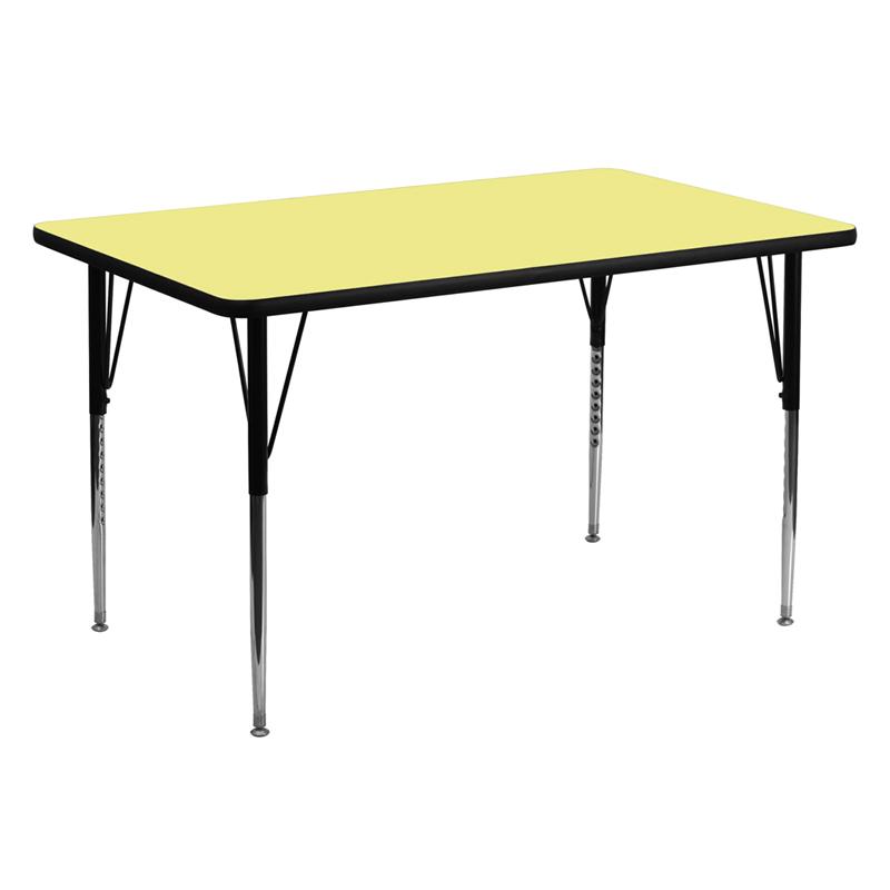 Flash Furniture 30”W x 60”L Rectangular Yellow Thermal Laminate Activity Table – Standard Height Adjustable Legs – XU-A3060-REC-YEL-T-A-GG Online now