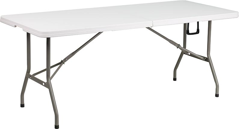 Flash Furniture 30”W x 72”L Bi-Fold Granite White Plastic Folding Table – DAD-YCZ-183Z-GG Hot on Sale