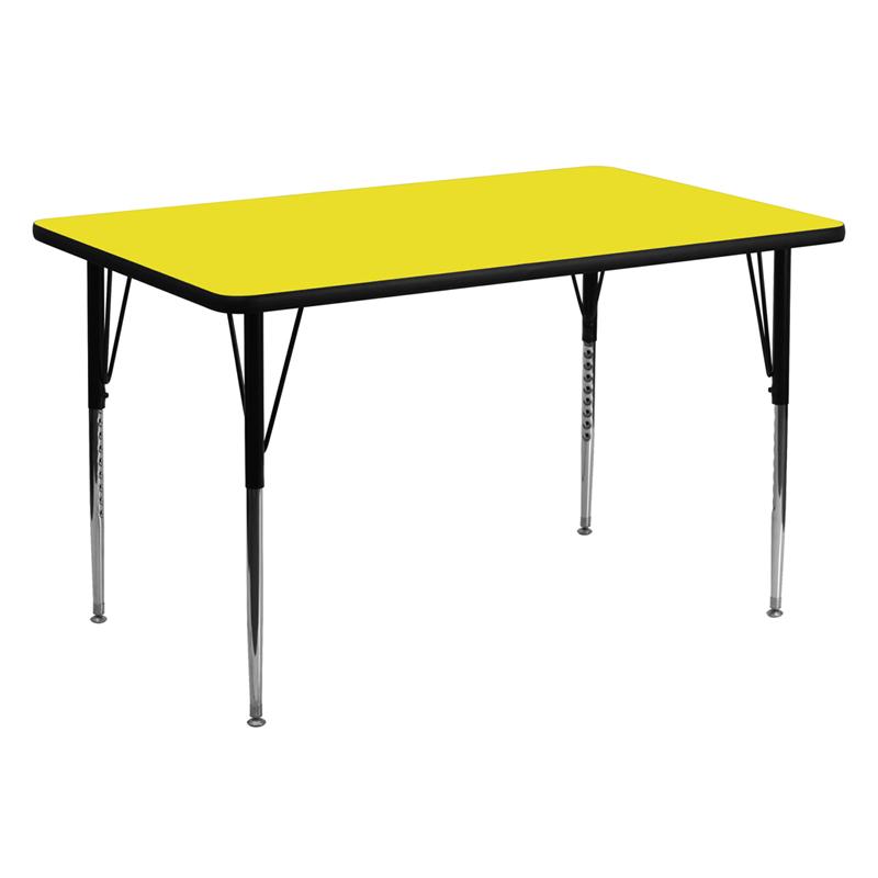 Flash Furniture 30”W x 60”L Rectangular Yellow HP Laminate Activity Table – Standard Height Adjustable Legs – XU-A3060-REC-YEL-H-A-GG Online Sale