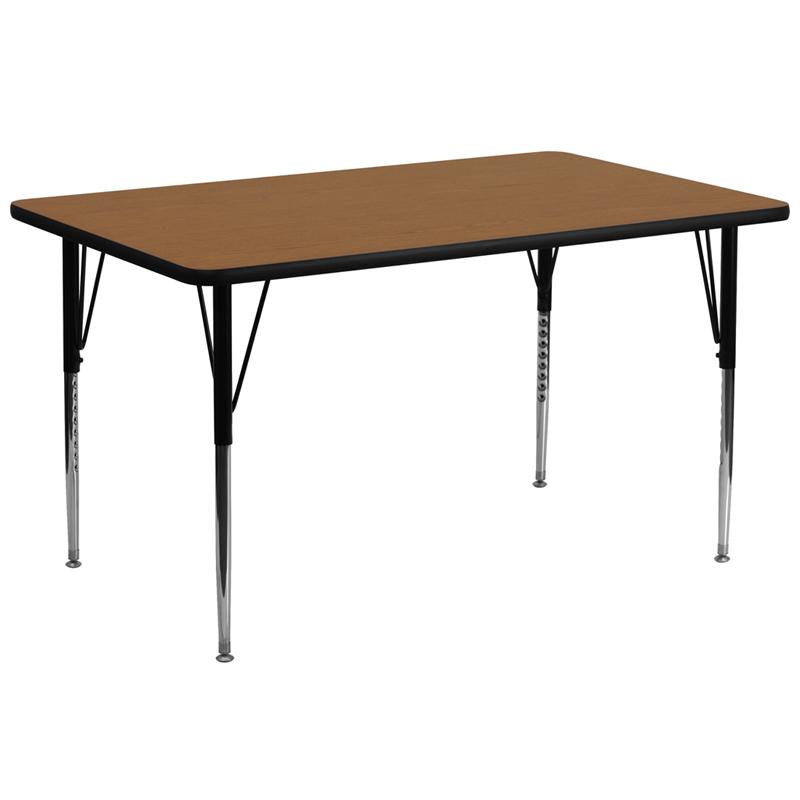 Flash Furniture 30”W x 72”L Rectangular Oak Thermal Laminate Activity Table – Standard Height Adjustable Legs – XU-A3072-REC-OAK-T-A-GG Supply