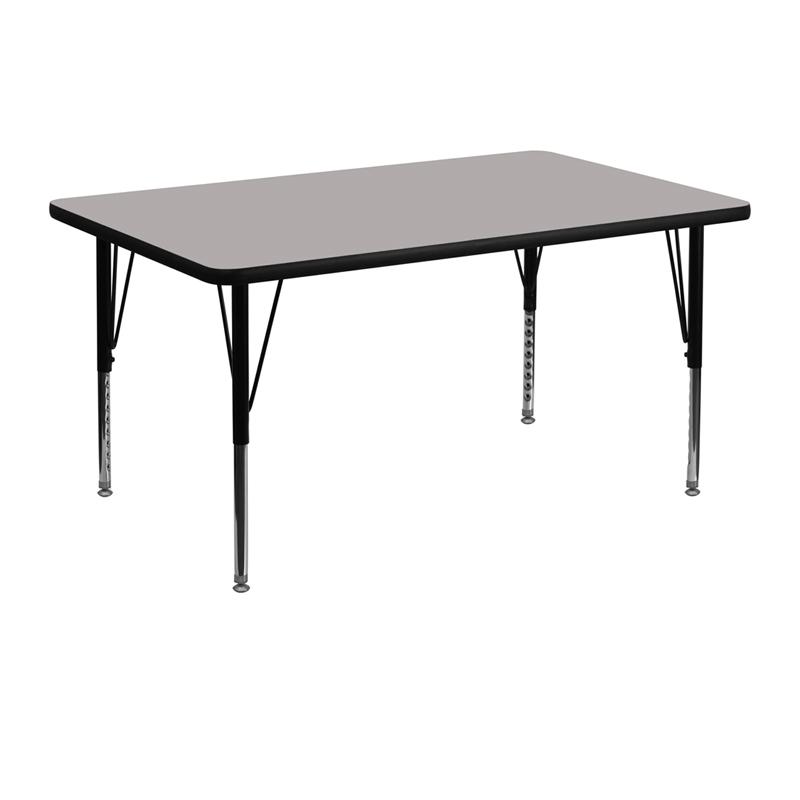 Flash Furniture 30”W x 48”L Rectangular Grey HP Laminate Activity Table – Height Adjustable Short Legs – XU-A3048-REC-GY-H-P-GG Supply