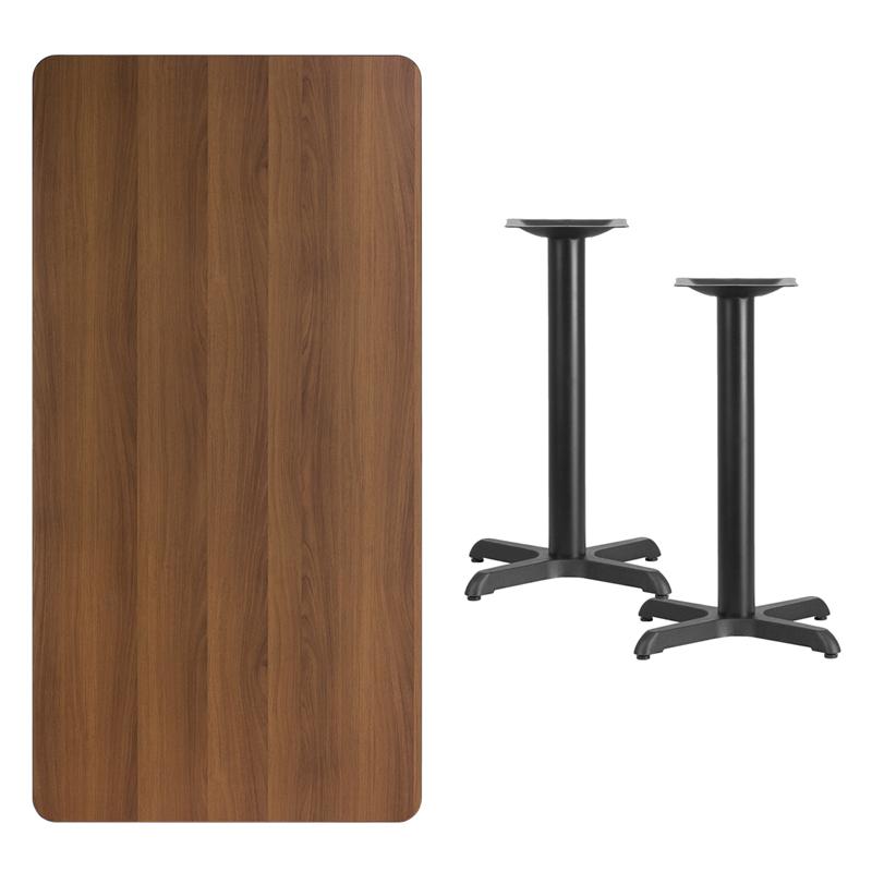Flash Furniture 30” x 60” Rectangular Walnut Laminate Table Top with 22” x 22” Table Height Bases – XU-WALTB-3060-T2222-GG Sale