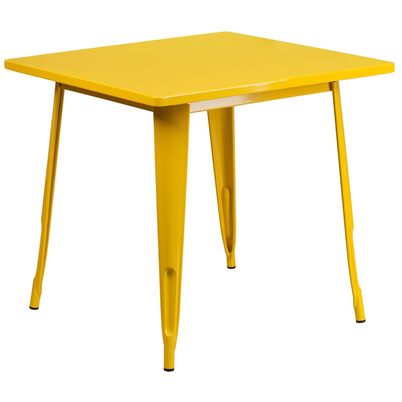 Flash Furniture 31.5” Square Yellow Metal Indoor-Outdoor Table – ET-CT002-1-YL-GG Online now