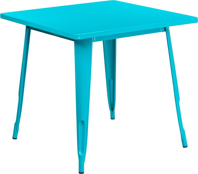 Flash Furniture 31.5” Square Crystal Teal-Blue Metal Indoor-Outdoor Table – ET-CT002-1-CB-GG Supply