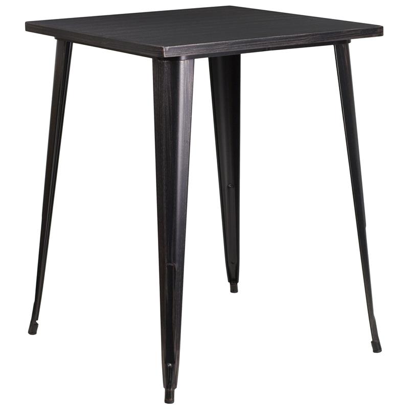 Flash Furniture 31.5” Square Black-Antique Gold Metal Indoor-Outdoor Bar Height Table – CH-51040-40-BQ-GG on Sale