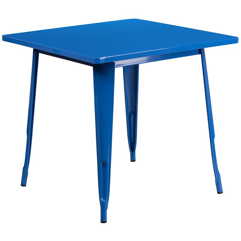 Flash Furniture 31.5” Square Blue Metal Indoor-Outdoor Table – ET-CT002-1-BL-GG Hot on Sale