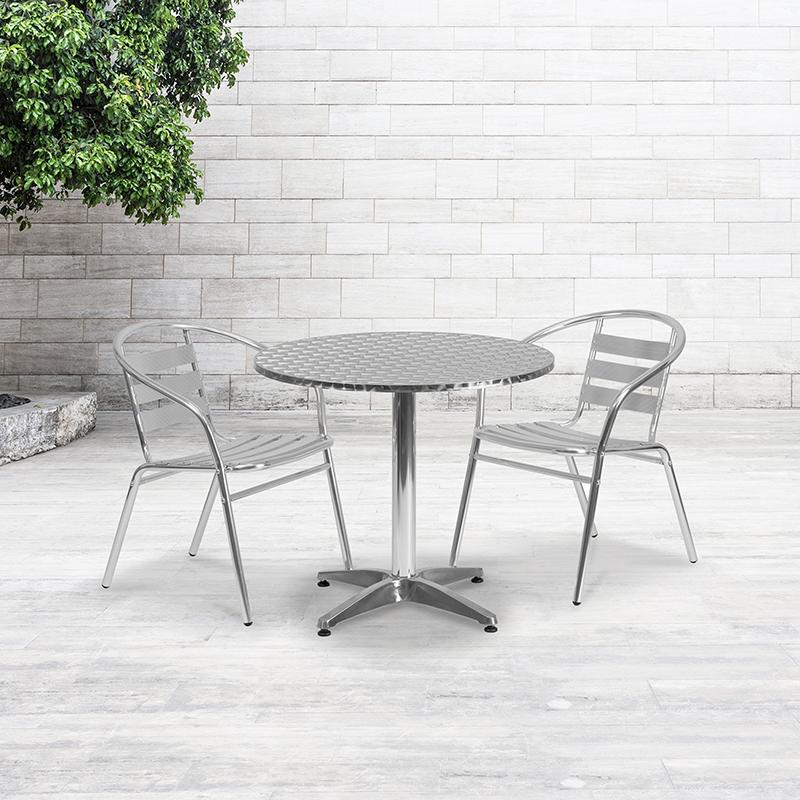 Flash Furniture 31.5” Round Aluminum Indoor-Outdoor Table with Base – TLH-052-3-GG Sale