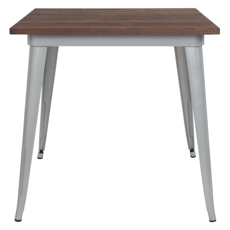 Flash Furniture 31.5″ Square Silver Metal Indoor Table with Walnut Rustic Wood Top – CH-51040-29M1-SIL-GG Online