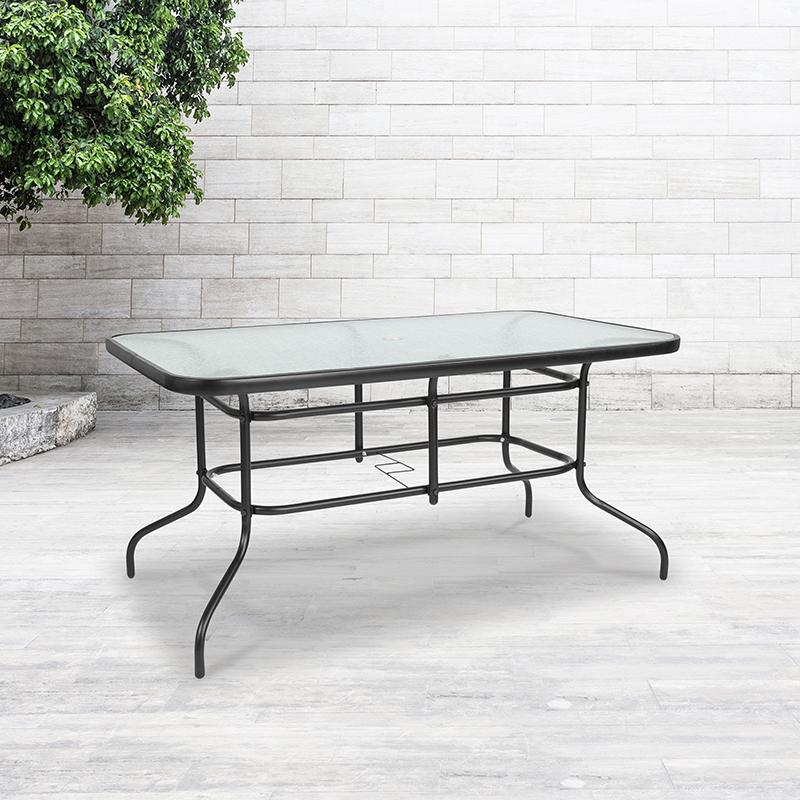 Flash Furniture 31.5″ x 55″ Rectangular Tempered Glass Metal Table – TLH-089-GG Fashion