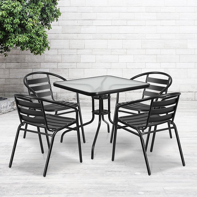 Flash Furniture 31.5” Square Tempered Glass Metal Table – TLH-073A-2-GG Fashion