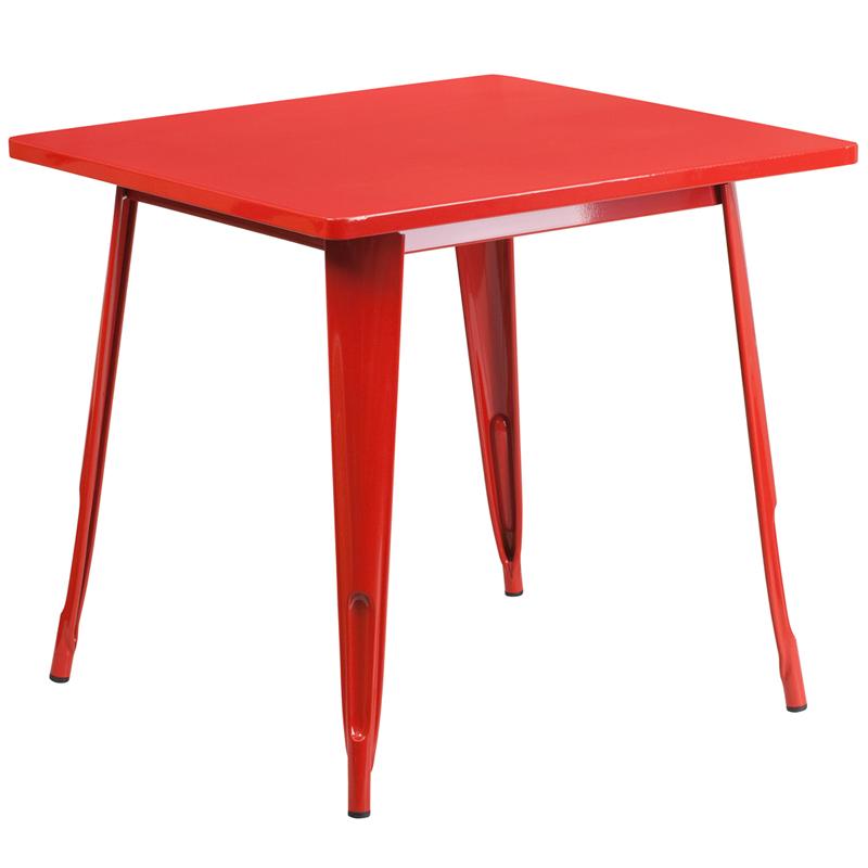 Flash Furniture 31.5” Square Red Metal Indoor-Outdoor Table – ET-CT002-1-RED-GG Hot on Sale