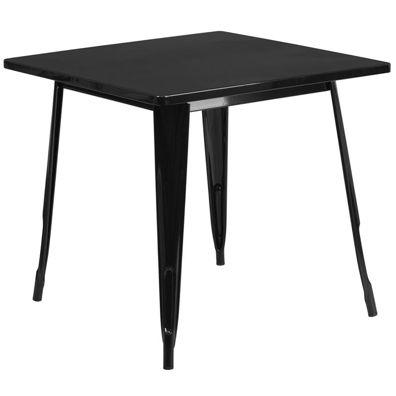 Flash Furniture 31.5” Square Black Metal Indoor-Outdoor Table – ET-CT002-1-BK-GG on Sale