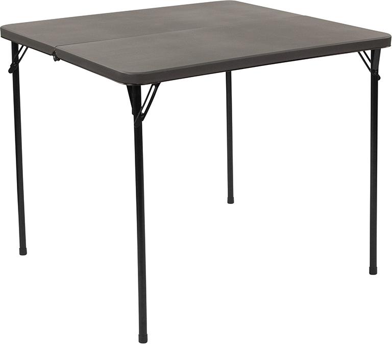 Flash Furniture 34” Square Bi-Fold Dark Gray Plastic Folding Table with Carrying Handle – DAD-LF-86-DG-GG Discount