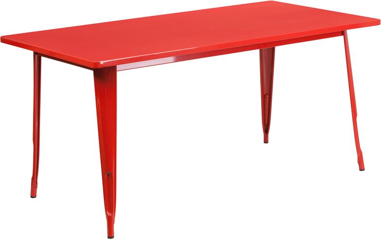 Flash Furniture 31.5” x 63” Rectangular Red Metal Indoor-Outdoor Table – ET-CT005-RED-GG Discount