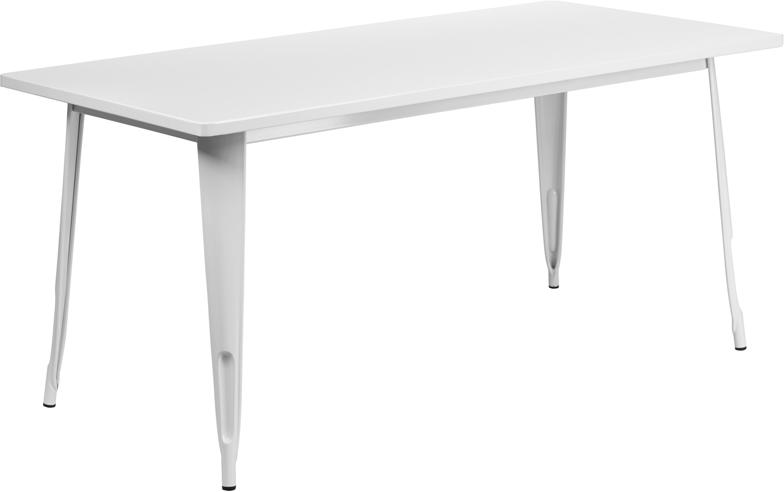 Flash Furniture 31.5” x 63” Rectangular White Metal Indoor-Outdoor Table – ET-CT005-WH-GG Online
