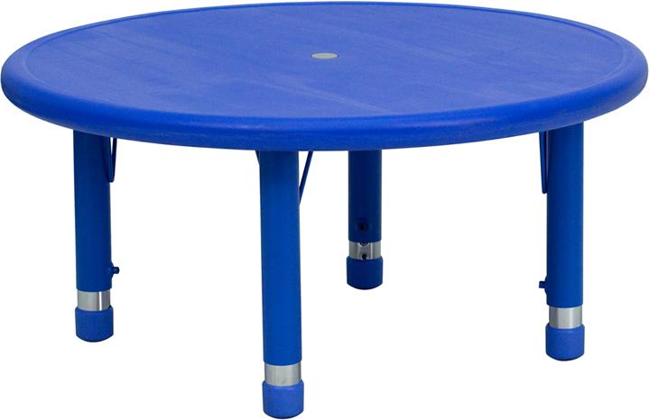 Flash Furniture 33” Round Blue Plastic Height Adjustable Activity Table – YU-YCX-007-2-ROUND-TBL-BLUE-GG Hot on Sale
