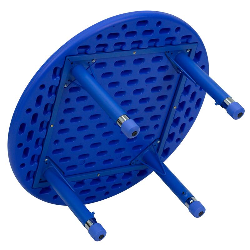 Flash Furniture 33” Round Blue Plastic Height Adjustable Activity Table – YU-YCX-007-2-ROUND-TBL-BLUE-GG Hot on Sale