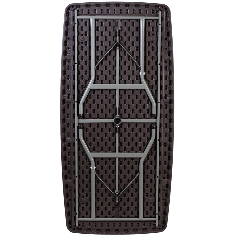Flash Furniture 32.5”W x 67.5”L Brown Rattan Plastic Folding Table – DAD-YCZ-172-GG Online now