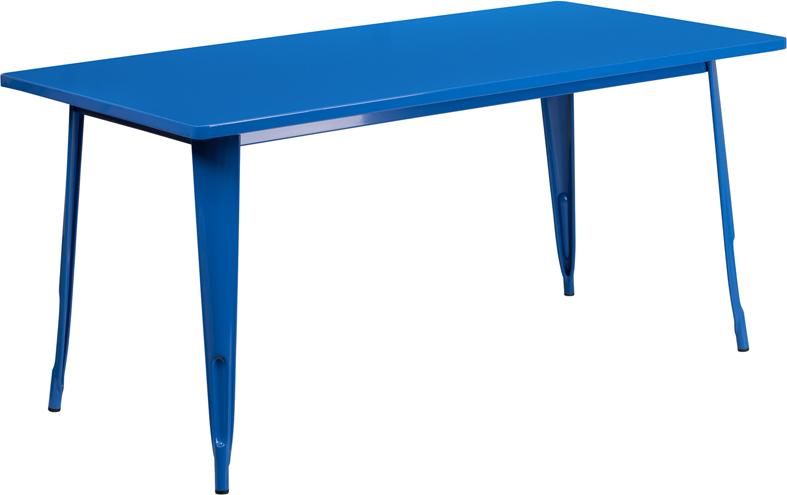 Flash Furniture 31.5” x 63” Rectangular Blue Metal Indoor-Outdoor Table – ET-CT005-BL-GG Supply