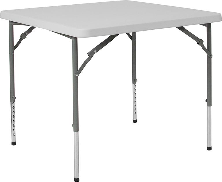 Flash Furniture 34” Square Height Adjustable Granite White Plastic Folding Table – RB-3434ADJ-GG Online now