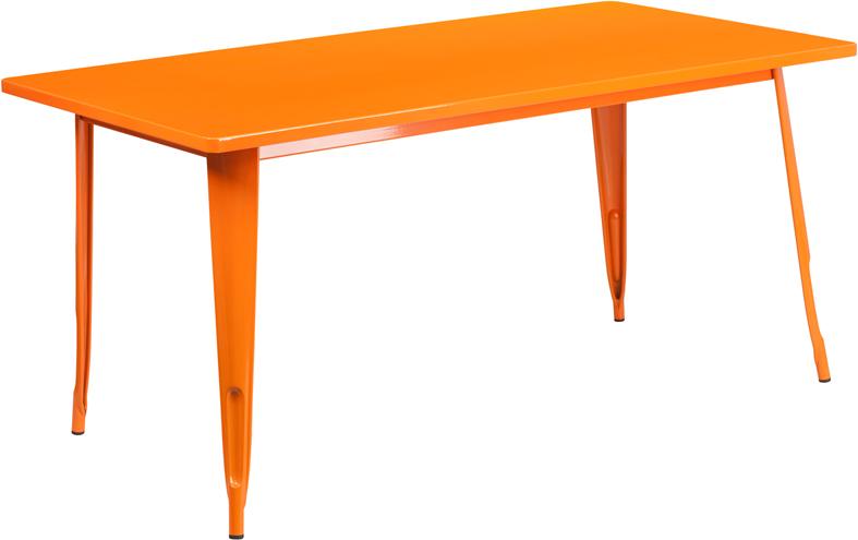 Flash Furniture 31.5” x 63” Rectangular Orange Metal Indoor-Outdoor Table – ET-CT005-OR-GG Discount
