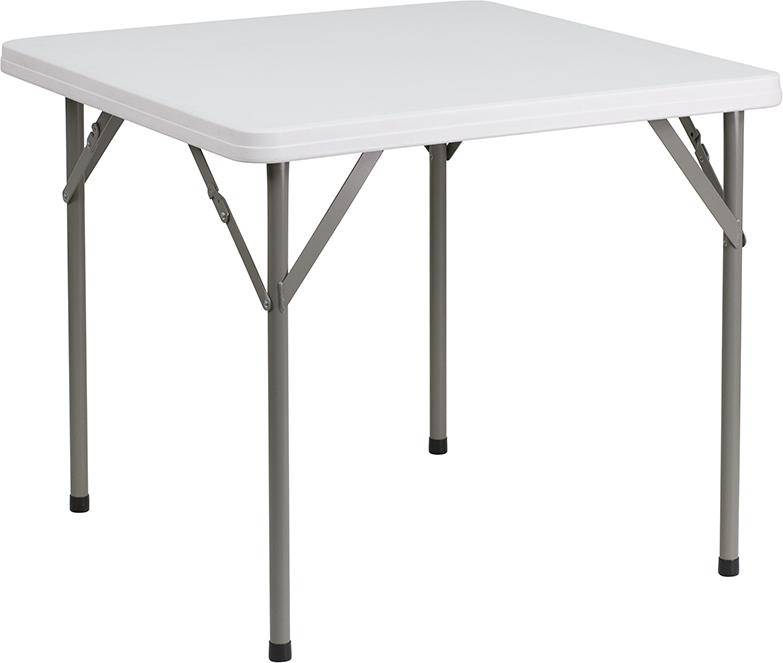 Flash Furniture 34” Square Granite White Plastic Folding Table – DAD-YCZ-86-GG Supply