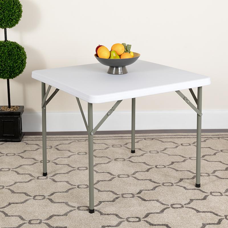Flash Furniture 34” Square Granite White Plastic Folding Table – DAD-YCZ-86-GG Supply