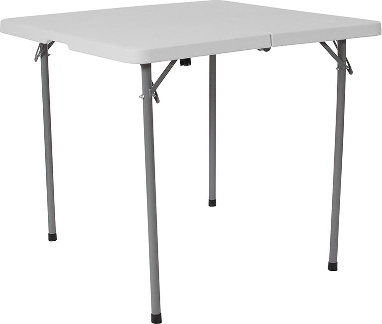 Flash Furniture 34” Square Bi-Fold Granite White Plastic Folding Table with Carrying Handle – RB-3434FH-GG Hot on Sale