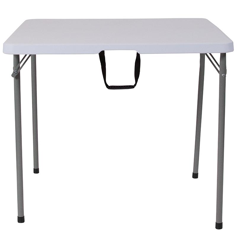 Flash Furniture 34” Square Bi-Fold Granite White Plastic Folding Table with Carrying Handle – RB-3434FH-GG Hot on Sale