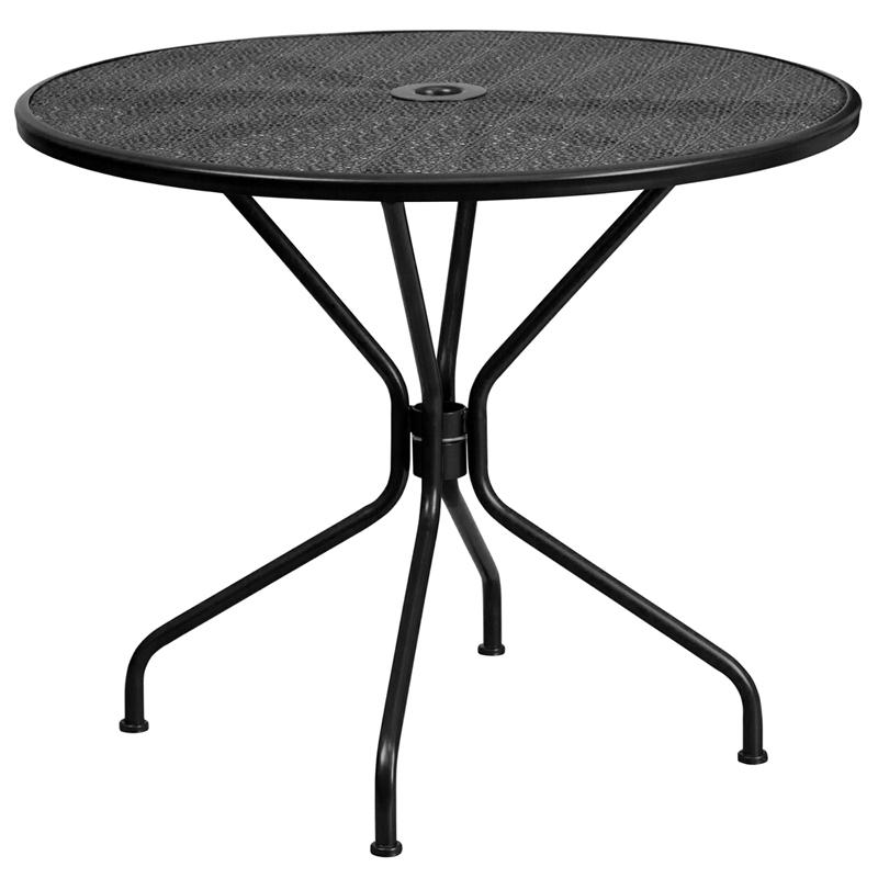 Flash Furniture 35.25” Round Black Indoor-Outdoor Steel Patio Table – CO-7-BK-GG Online