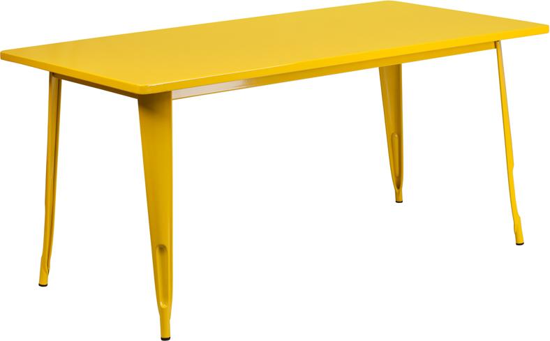 Flash Furniture 31.5” x 63” Rectangular Yellow Metal Indoor-Outdoor Table – ET-CT005-YL-GG Online