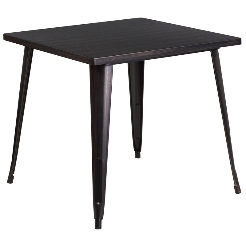 Flash Furniture 31.75” Square Black-Antique Gold Metal Indoor-Outdoor Table – CH-51040-29-BQ-GG Supply