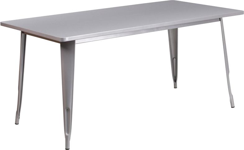 Flash Furniture 31.5” x 63” Rectangular Silver Metal Indoor-Outdoor Table – ET-CT005-SIL-GG Online Hot Sale